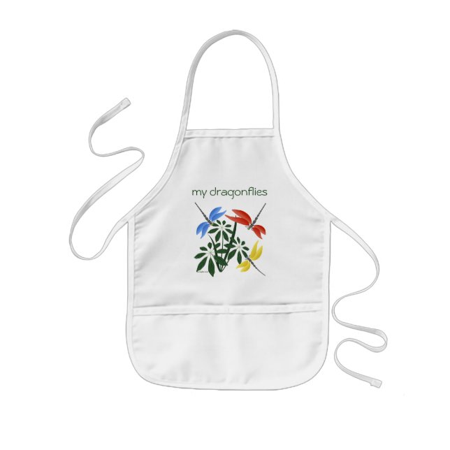 Colorful dragonflies, personalized kids' apron (Front)