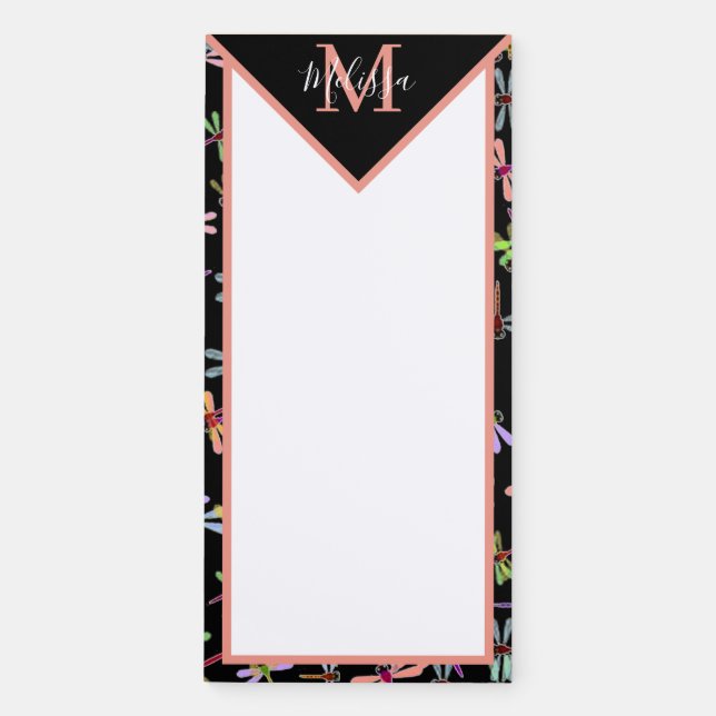 Colorful dragonflies personalized   magnetic notepad (Front)