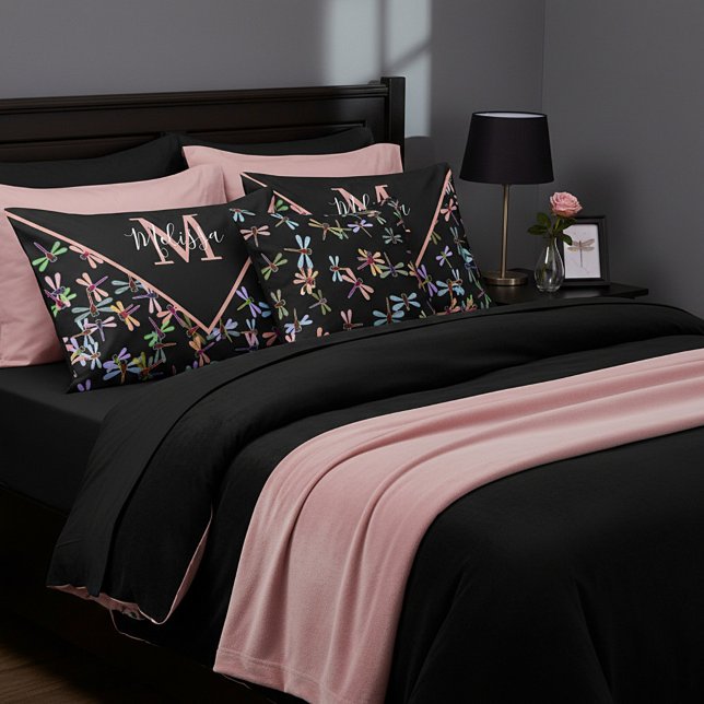 Colorful dragonflies personalized  pillow case (Creator Uploaded)