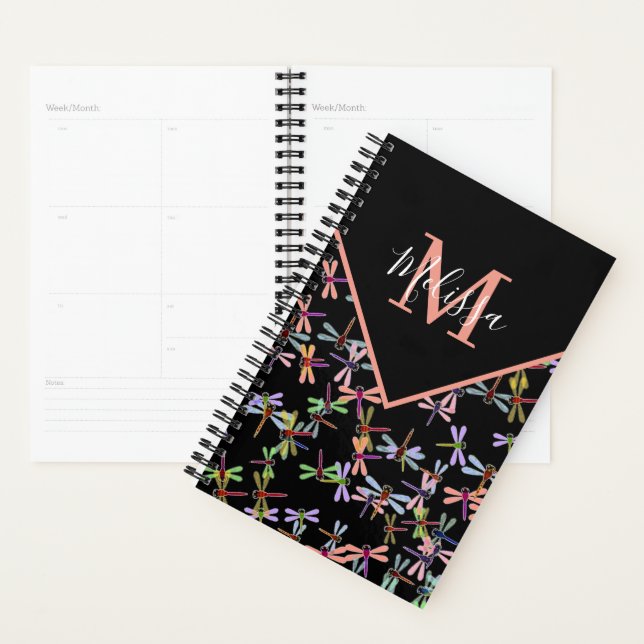 Colorful dragonflies personalized   planner (Display)