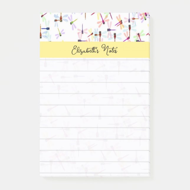 Colorful dragonflies personalized post-it notes (Front)