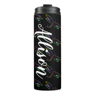 Colorful dragonflies personalized thermal tumbler
