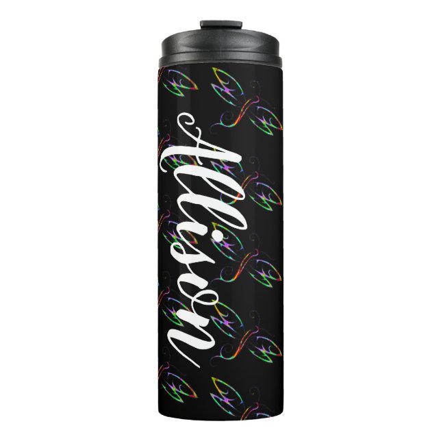 Colorful dragonflies personalized thermal tumbler (Front)