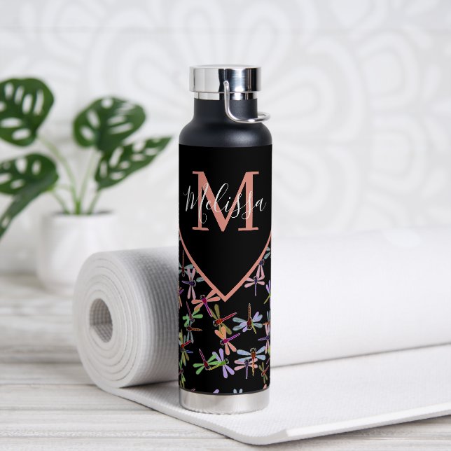 Colorful dragonflies personalized   water bottle (Yoga)