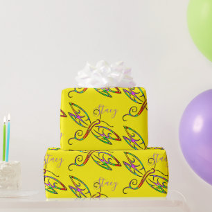 Colorful dragonflies personalized wrapping paper