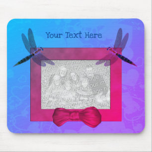 Colorful Dragonflies Photo Frame Mouse Pad