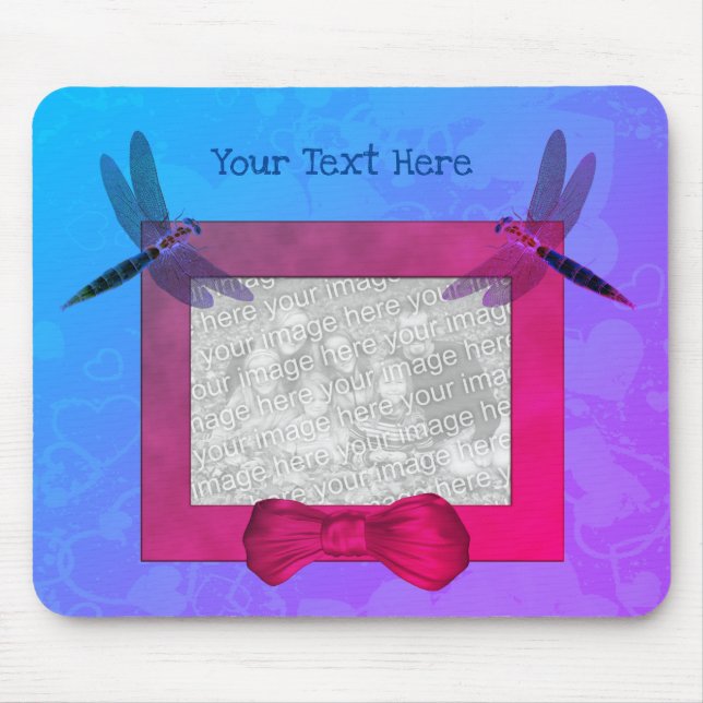 Colorful Dragonflies Photo Frame Mouse Pad (Front)