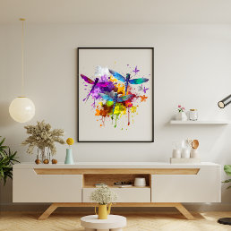 Colorful Dragonflies Poster
