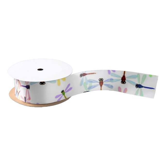 colorful dragonflies satin ribbon (Spool)