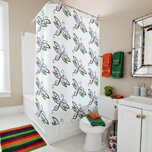 Colorful dragonflies shower curtain