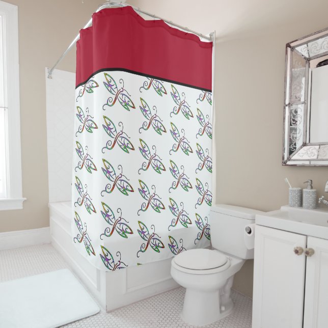 Colorful dragonflies shower curtain (In Situ)