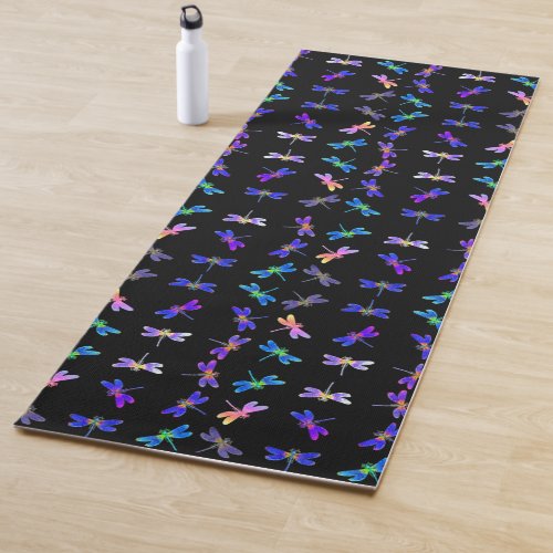 Colorful Dragonflies Single Sided Yoga Mat