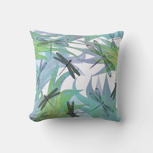 Colorful Dragonfly Abstract Decorator Pillow (Front)