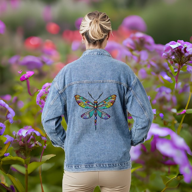 Colorful Dragonfly Ai Art Denim Jacket (Creator Uploaded)
