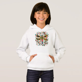 Colorful Dragonfly Among Cherry Blossoms Hoodie