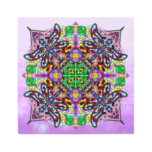 Colorful Dragonfly and Flowers Themed Mandala Art