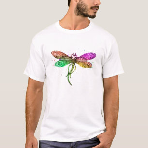 Colorful Dragonfly Art Graphic Crew Neck T-Shirt