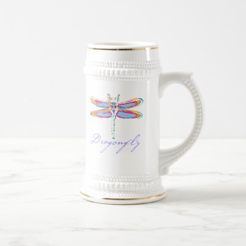 Colorful Dragonfly Beer Stein