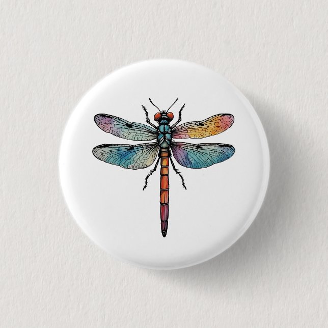 Colorful Dragonfly Button (Front)