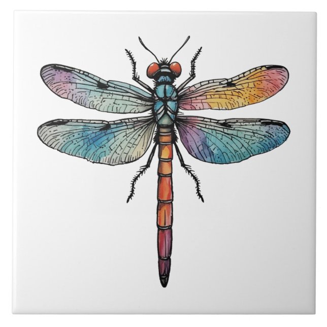 Colorful Dragonfly Ceramic Tile (Front)
