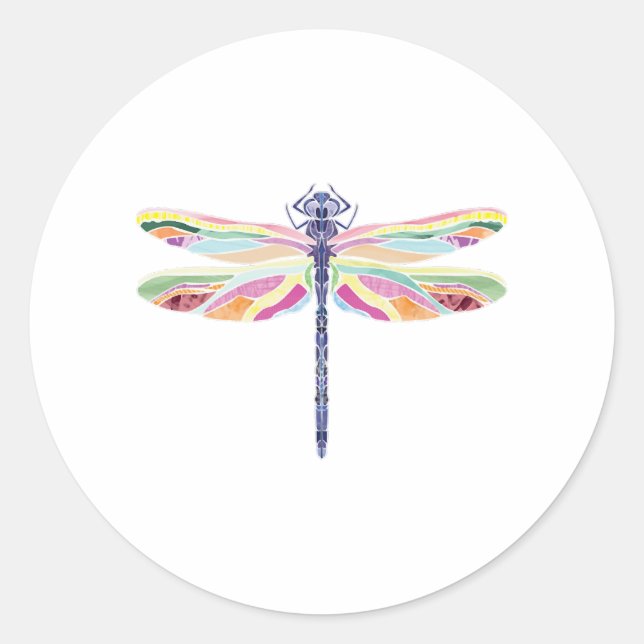 Colorful dragonfly  classic round sticker (Front)