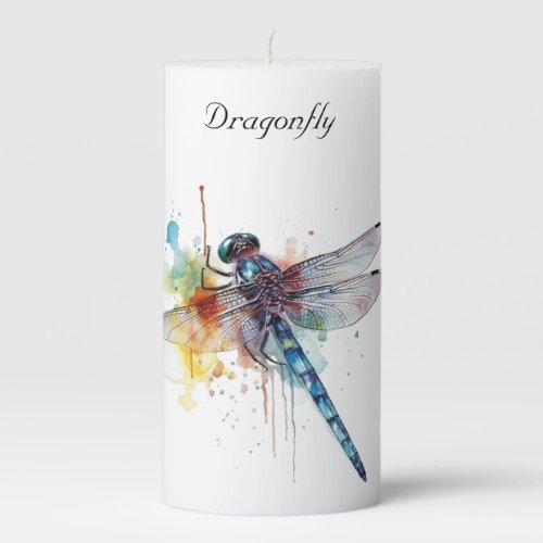 Colorful Dragonfly customizable Pillar Candle
