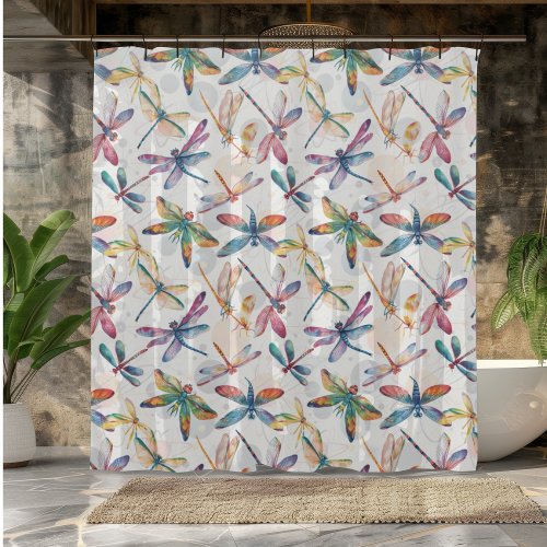Colorful Dragonfly Design Shower Curtain