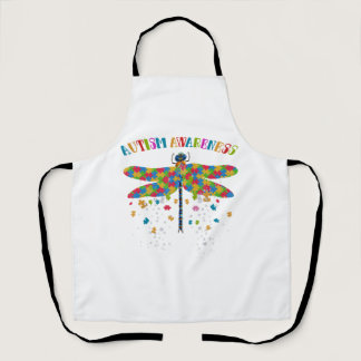 Colorful Dragonfly For Autism Awareness Day Apron