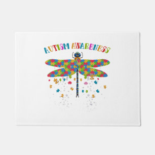 Colorful Dragonfly For Autism Awareness Day Doormat