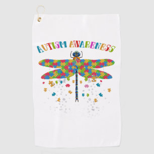 Colorful Dragonfly For Autism Awareness Day Golf Towel