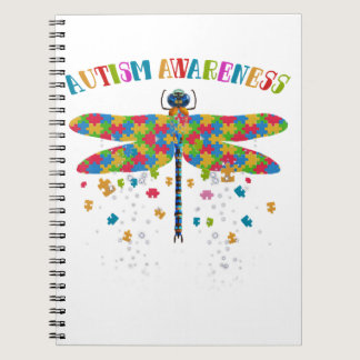 Colorful Dragonfly For Autism Awareness Day Notebook