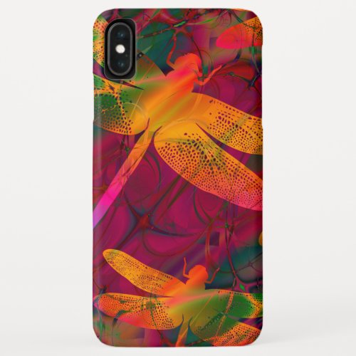 Colorful Dragonfly Gold Purple Pattern iPhone XS Max Case