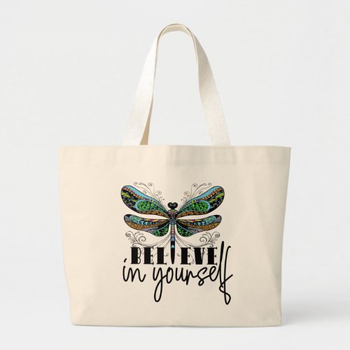 Colorful Dragonfly Illustration Large Tote Bag