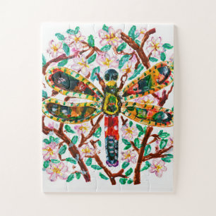 Colorful Dragonfly in a Blossom Garden Jigsaw Puzzle