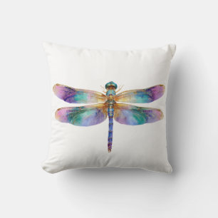 Colorful Dragonfly – Iridescent Nature Art Throw Pillow