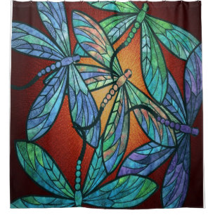Colorful Dragonfly Lover, Dragonflies Paint Shower Curtain