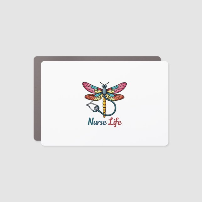 Colorful dragonfly Nurse life T-Shirt (1) Car Magnet (Front)