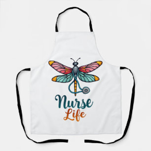 Colorful dragonfly Nurse life T-Shirt (2) Apron