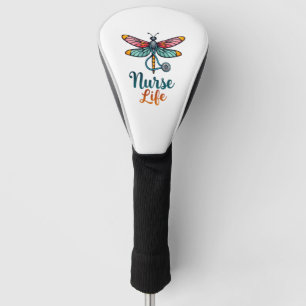 Colorful dragonfly Nurse life T-Shirt (2) Golf Head Cover