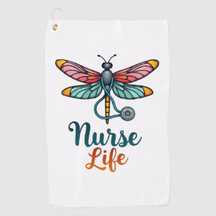 Colorful dragonfly Nurse life T-Shirt (2) Golf Towel
