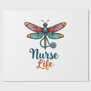 Colorful dragonfly Nurse life T-Shirt (2) Wrapping Paper