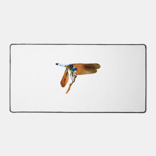 Colorful dragonfly on a branch desk mat