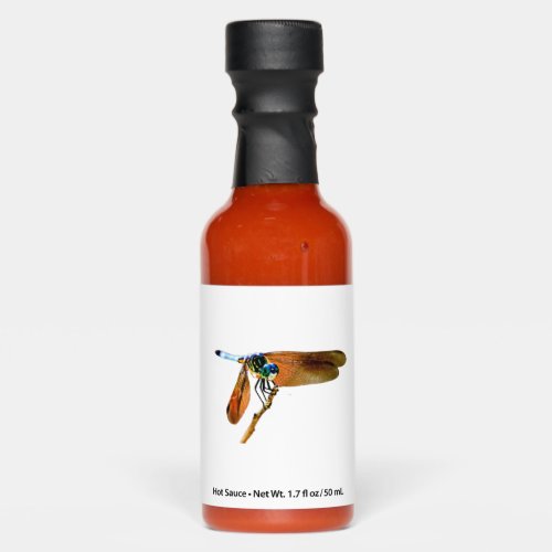 Colorful dragonfly on a branch hot sauces