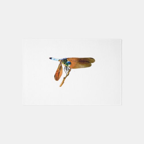 Colorful dragonfly on a branch rug