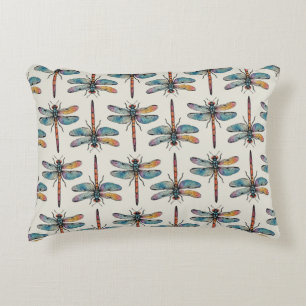 Colorful Dragonfly Pattern Accent Pillow