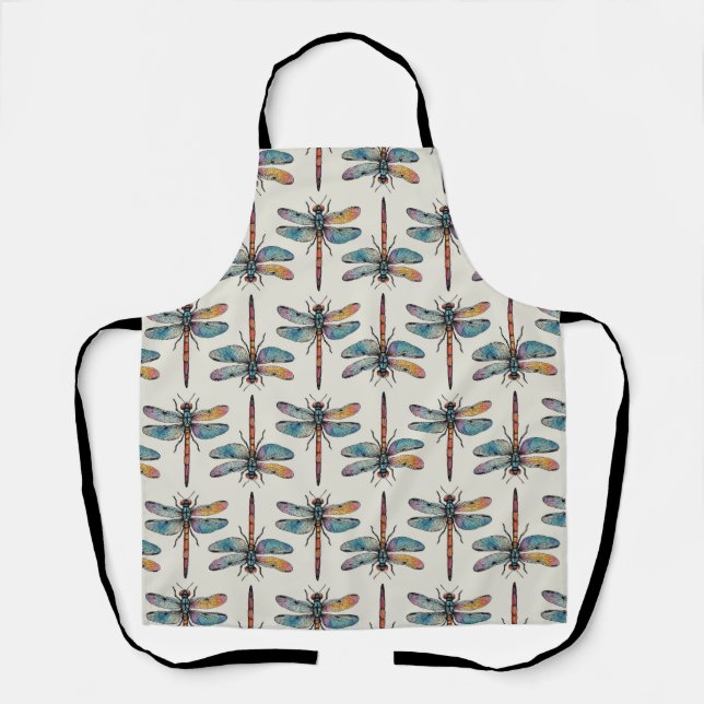 Colorful Dragonfly Pattern Apron (Front)