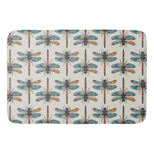 Colorful Dragonfly Pattern Bath Mat