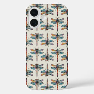 Colorful Dragonfly Pattern iPhone 16 Case