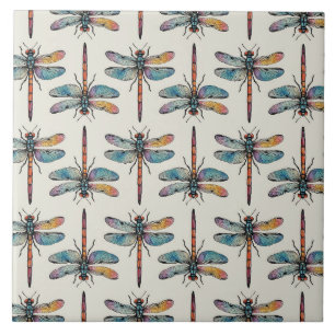 Colorful Dragonfly Pattern Ceramic Tile