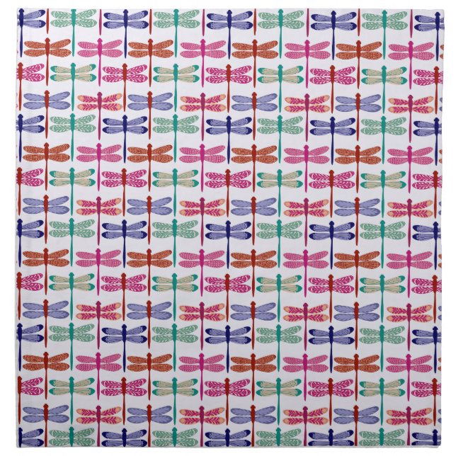 Colorful Dragonfly Pattern  Cloth Napkin (Front)